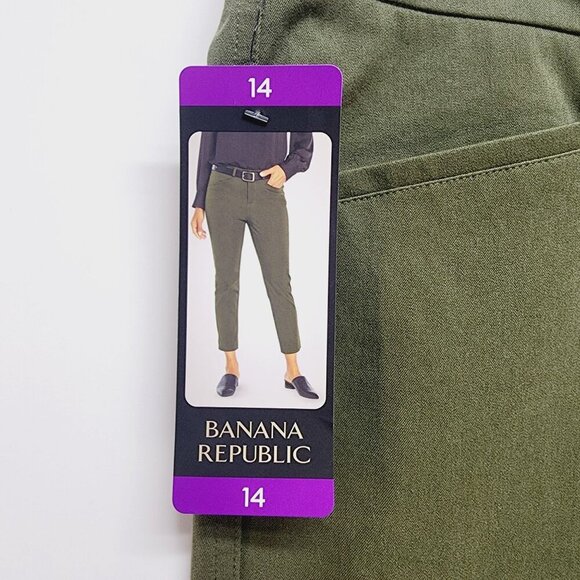 Banana Republic Cropped pants Womens High-Rise Straight-Leg  Olive Green Size 14 - Picture 2 of 13